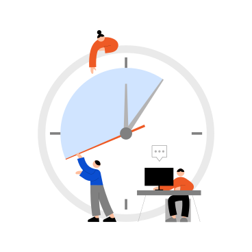 People in office working on time management PNG, SVG