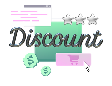 3D text discount and online shopping PNG, SVG