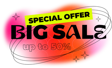 Text special offer big sale up to % with stars and grainy texture PNG, SVG