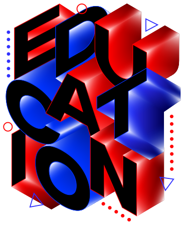 Lettering education in 3d style with decoration text PNG, SVG